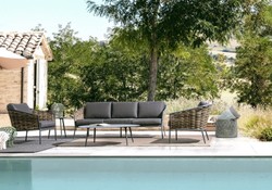 Casa Padrino set di mobili da giardino di lusso antracite / marrone - 1 Divano da Giardino di lusso e 2 Poltrone da Giardino di lusso - Mobili da hotel - Mobili da piscina - Mobili di lusso