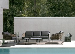 Casa Padrino set di mobili da giardino di lusso antracite / marrone - 1 Divano da Giardino di lusso e 2 Poltrone da Giardino di lusso - Mobili da hotel - Mobili da piscina - Mobili di lusso