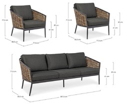 Casa Padrino set di mobili da giardino di lusso antracite / marrone - 1 Divano da Giardino di lusso e 2 Poltrone da Giardino di lusso - Mobili da hotel - Mobili da piscina - Mobili di lusso