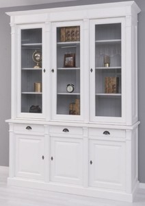 Landhausstil Schrank Bücherschrank Regalschrank Weiß Grau Country Style Bookcase Shelf Cabinet White Gray