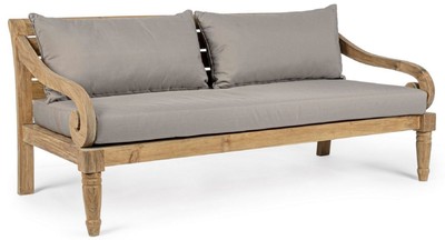 Luxus Massivholz Teakholz Garten Sofa Grau Naturfarben Luxury Solid Wood Teak Garden Sofa Gray Natural