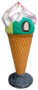 Casa Padrino luxury decorative ice cream cone / waste bin multicolored H. 145 cm - Large decorative ice cream - XXL deco ice cream - Gastronomy decoration - Ice cream parlor decoration