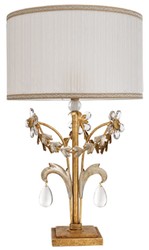 Casa Padrino lampe de table baroque de luxe en cristal or antique / argent antique Ø 30 x H. 50 cm - Magnifique lampe de bureau style baroque avec verre en cristal de Bohême - Fabriquée en Italie