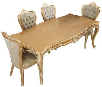 Casa Padrino table à manger baroque de luxe or antique - Table de cuisine rectangulaire de style baroque - Meuble de salle à manger baroque de luxe - Ameublement baroque