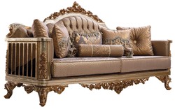 Casa Padrino divano barocco di lusso rame / argento antico / oro - Divano da salotto in stile barocco con motivo elegante - Mobili da soggiorno di lusso in stile barocco - Mobili barocchi