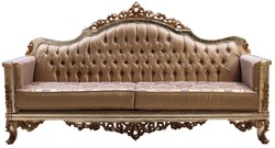 Casa Padrino divano barocco di lusso rame / argento antico / oro - Divano da salotto in stile barocco con motivo elegante - Mobili da soggiorno di lusso in stile barocco - Mobili barocchi