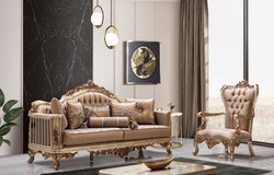 Casa Padrino divano barocco di lusso rame / argento antico / oro - Divano da salotto in stile barocco con motivo elegante - Mobili da soggiorno di lusso in stile barocco - Mobili barocchi