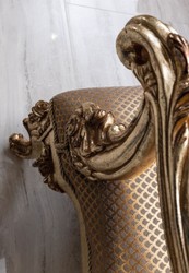 Casa Padrino luxury baroque armchair copper / antique silver / gold - Baroque style living room armchair with pattern - Luxury living room furniture in baroque style - Baroque furniture
