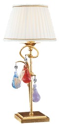 Luxus Barock Kristallglas Tischleuchte Gold mit Patina Mehrfarbig Weiß Luxury Baroque Crystal Glass Table Lamp Gold with Patina Multicolored White