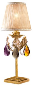 Luxus Barock Kristallglas Tischleuchte Antik Gold Mehrfarbig Creme Luxury Baroque Crystal Glass Table Lamp Antique Gold Multicolored Cream