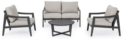 Casa Padrino Luxus Gartenmöbel Set Grau / Anthrazit - 1 Luxus Gartensofa & 2 Luxus Gartensessel & 1 Luxus Gartentisch - Garten Möbel - Hotel Möbel - Pool Möbel - Outdoor Möbel - Luxus Möbel