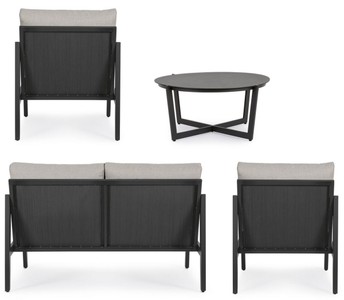 Casa Padrino Luxus Gartenmöbel Set Grau / Anthrazit - 1 Luxus Gartensofa & 2 Luxus Gartensessel & 1 Luxus Gartentisch - Garten Möbel - Hotel Möbel - Pool Möbel - Outdoor Möbel - Luxus Möbel