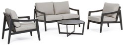 Casa Padrino ensemble de jardin de luxe gris / anthracite - 1 Canapé de Jardin & 2 Fauteuils de Jardin & 1 Table de Jardin - Mobilier de jardin - Mobilier de terrasse - Mobilier de luxe