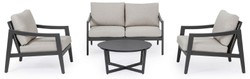 Casa Padrino ensemble de jardin de luxe gris / anthracite - 1 Canapé de Jardin & 2 Fauteuils de Jardin & 1 Table de Jardin - Mobilier de jardin - Mobilier de terrasse - Mobilier de luxe