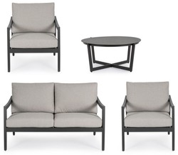 Casa Padrino ensemble de jardin de luxe gris / anthracite - 1 Canapé de Jardin & 2 Fauteuils de Jardin & 1 Table de Jardin - Mobilier de jardin - Mobilier de terrasse - Mobilier de luxe