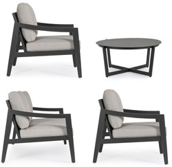 Casa Padrino ensemble de jardin de luxe gris / anthracite - 1 Canapé de Jardin & 2 Fauteuils de Jardin & 1 Table de Jardin - Mobilier de jardin - Mobilier de terrasse - Mobilier de luxe