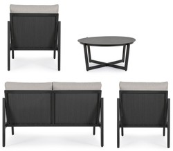 Casa Padrino ensemble de jardin de luxe gris / anthracite - 1 Canapé de Jardin & 2 Fauteuils de Jardin & 1 Table de Jardin - Mobilier de jardin - Mobilier de terrasse - Mobilier de luxe