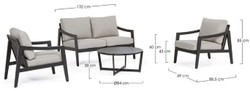Casa Padrino ensemble de jardin de luxe gris / anthracite - 1 Canapé de Jardin & 2 Fauteuils de Jardin & 1 Table de Jardin - Mobilier de jardin - Mobilier de terrasse - Mobilier de luxe
