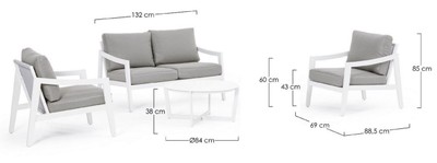 Casa Padrino Luxus Gartenmöbel Set Grau / Weiß - 1 Luxus Gartensofa & 2 Luxus Gartensessel & 1 Luxus Gartentisch - Garten Möbel - Hotel Möbel - Pool Möbel - Outdoor Möbel - Luxus Möbel