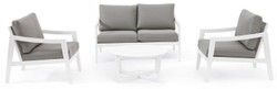 Casa Padrino ensemble de jardin de luxe gris / blanc - 1 Canapé de Jardin & 2 Fauteuils de Jardin & 1 Table de Jardin - Mobilier de jardin - Mobilier de terrasse - Mobilier de luxe