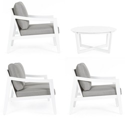 Casa Padrino ensemble de jardin de luxe gris / blanc - 1 Canapé de Jardin & 2 Fauteuils de Jardin & 1 Table de Jardin - Mobilier de jardin - Mobilier de terrasse - Mobilier de luxe