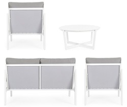 Casa Padrino ensemble de jardin de luxe gris / blanc - 1 Canapé de Jardin & 2 Fauteuils de Jardin & 1 Table de Jardin - Mobilier de jardin - Mobilier de terrasse - Mobilier de luxe