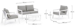 Casa Padrino ensemble de jardin de luxe gris / blanc - 1 Canapé de Jardin & 2 Fauteuils de Jardin & 1 Table de Jardin - Mobilier de jardin - Mobilier de terrasse - Mobilier de luxe