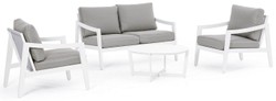 Casa Padrino ensemble de jardin de luxe gris / blanc - 1 Canapé de Jardin & 2 Fauteuils de Jardin & 1 Table de Jardin - Mobilier de jardin - Mobilier de terrasse - Mobilier de luxe