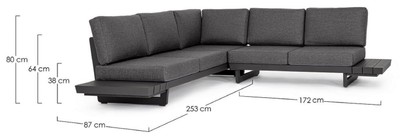 Casa Padrino Luxus Garten Ecksofa Anthrazit H. 80 cm - Modulares Garten Sofa - Terrassen Sofa - Garten Möbel - Terrassen Möbel - Outdoor Möbel - Hotel Möbel - Luxus Möbel