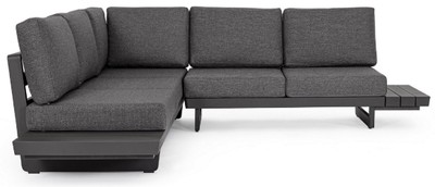 Casa Padrino Luxus Garten Ecksofa Anthrazit H. 80 cm - Modulares Garten Sofa - Terrassen Sofa - Garten Möbel - Terrassen Möbel - Outdoor Möbel - Hotel Möbel - Luxus Möbel