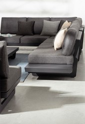 Casa Padrino canapé d'angle de jardin de luxe anthracite H. 80 cm - Canapé de jardin modulable - Canapé de terrasse - Salon de jardin - Mobilier de terrasse - Mobilier extérieur - Mobilier de luxe