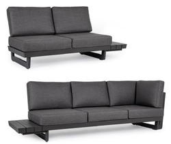 Casa Padrino canapé d'angle de jardin de luxe anthracite H. 80 cm - Canapé de jardin modulable - Canapé de terrasse - Salon de jardin - Mobilier de terrasse - Mobilier extérieur - Mobilier de luxe