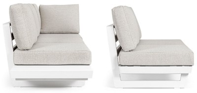 Casa Padrino Luxus Garten Ecksofa Grau / Weiß H. 80 cm - Modulares Garten Sofa - Terrassen Sofa - Garten Möbel - Terrassen Möbel - Outdoor Möbel - Hotel Möbel - Luxus Möbel