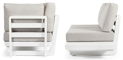 Casa Padrino Luxus Garten Ecksofa Grau / Weiß H. 80 cm - Modulares Garten Sofa - Terrassen Sofa - Garten Möbel - Terrassen Möbel - Outdoor Möbel - Hotel Möbel - Luxus Möbel