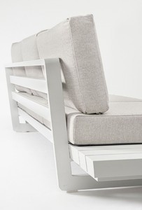Casa Padrino Luxus Garten Ecksofa Grau / Weiß H. 80 cm - Modulares Garten Sofa - Terrassen Sofa - Garten Möbel - Terrassen Möbel - Outdoor Möbel - Hotel Möbel - Luxus Möbel