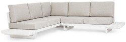 Casa Padrino canapé d'angle de jardin de luxe gris / blanc H. 80 cm - Canapé de jardin modulable - Canapé de terrasse - Salon de jardin - Mobilier terrasse - Mobilier extérieur - Mobilier de luxe
