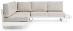 Casa Padrino canapé d'angle de jardin de luxe gris / blanc H. 80 cm - Canapé de jardin modulable - Canapé de terrasse - Salon de jardin - Mobilier terrasse - Mobilier extérieur - Mobilier de luxe