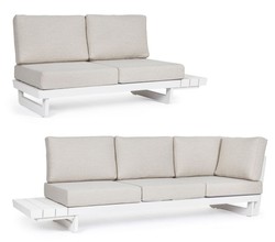 Casa Padrino canapé d'angle de jardin de luxe gris / blanc H. 80 cm - Canapé de jardin modulable - Canapé de terrasse - Salon de jardin - Mobilier terrasse - Mobilier extérieur - Mobilier de luxe