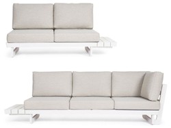 Casa Padrino canapé d'angle de jardin de luxe gris / blanc H. 80 cm - Canapé de jardin modulable - Canapé de terrasse - Salon de jardin - Mobilier terrasse - Mobilier extérieur - Mobilier de luxe