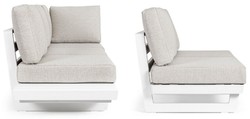 Casa Padrino canapé d'angle de jardin de luxe gris / blanc H. 80 cm - Canapé de jardin modulable - Canapé de terrasse - Salon de jardin - Mobilier terrasse - Mobilier extérieur - Mobilier de luxe