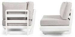 Casa Padrino canapé d'angle de jardin de luxe gris / blanc H. 80 cm - Canapé de jardin modulable - Canapé de terrasse - Salon de jardin - Mobilier terrasse - Mobilier extérieur - Mobilier de luxe