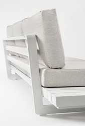 Casa Padrino canapé d'angle de jardin de luxe gris / blanc H. 80 cm - Canapé de jardin modulable - Canapé de terrasse - Salon de jardin - Mobilier terrasse - Mobilier extérieur - Mobilier de luxe