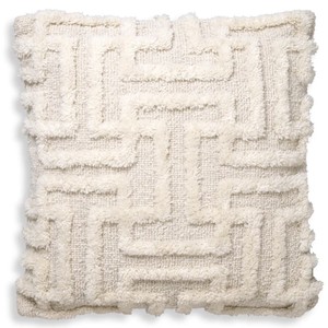 Casa Padrino cuscino di lusso avorio 60 x 60 cm - Cuscino decorativo in lana intrecciato a mano - Cuscino decorativo quadrato - Accessori decorativi di lusso - Collezione di lusso