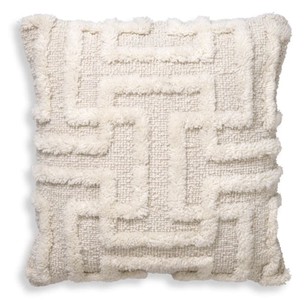 Casa Padrino cuscino di lusso avorio 50 x 50 cm - Cuscino decorativo in lana intrecciato a mano - Cuscino decorativo quadrato - Accessori decorativi di lusso - Collezione di lusso