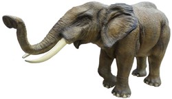 Casa Padrino sculpture décorative de luxe éléphant gris / marron 410 x 155 x H. 223 cm - Immense décoration de jardin XXL sculpture - Décoration de jardin grandeur nature XXL figure