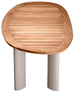 Casa Padrino Luxus Gartentisch Naturfarben / Sandfarben 258,5 x 110 x H. 76 cm - Garten Esstisch mit Teakholz Tischplatte und Aluminium Beinen - Garten & Terrassen Möbel - Luxus Qualität