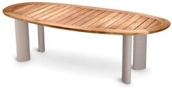 Casa Padrino table de jardin de luxe naturel / sable 258,5 x 110 x H. 76 cm - Table à manger de jardin avec plateau en teck et pieds en aluminium - Mobilier de jardin et terrasse - Qualité de luxe