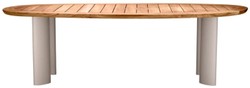 Casa Padrino table de jardin de luxe naturel / sable 258,5 x 110 x H. 76 cm - Table à manger de jardin avec plateau en teck et pieds en aluminium - Mobilier de jardin et terrasse - Qualité de luxe