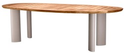 Casa Padrino table de jardin de luxe naturel / sable 258,5 x 110 x H. 76 cm - Table à manger de jardin avec plateau en teck et pieds en aluminium - Mobilier de jardin et terrasse - Qualité de luxe
