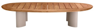 Casa Padrino Luxus Gartentisch Naturfarben / Sandfarben 170,5 x 85 x H. 34,5 cm - Garten Couchtisch mit Teakholz Tischplatte und Aluminium Beinen - Garten & Terrassen Möbel - Luxus Qualität